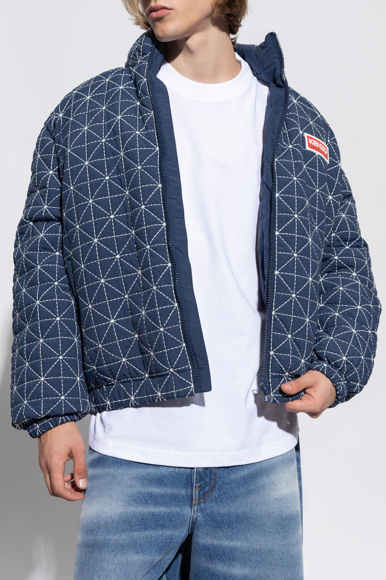 Navy blue Down jacket with logo Kenzo - Vitkac GB